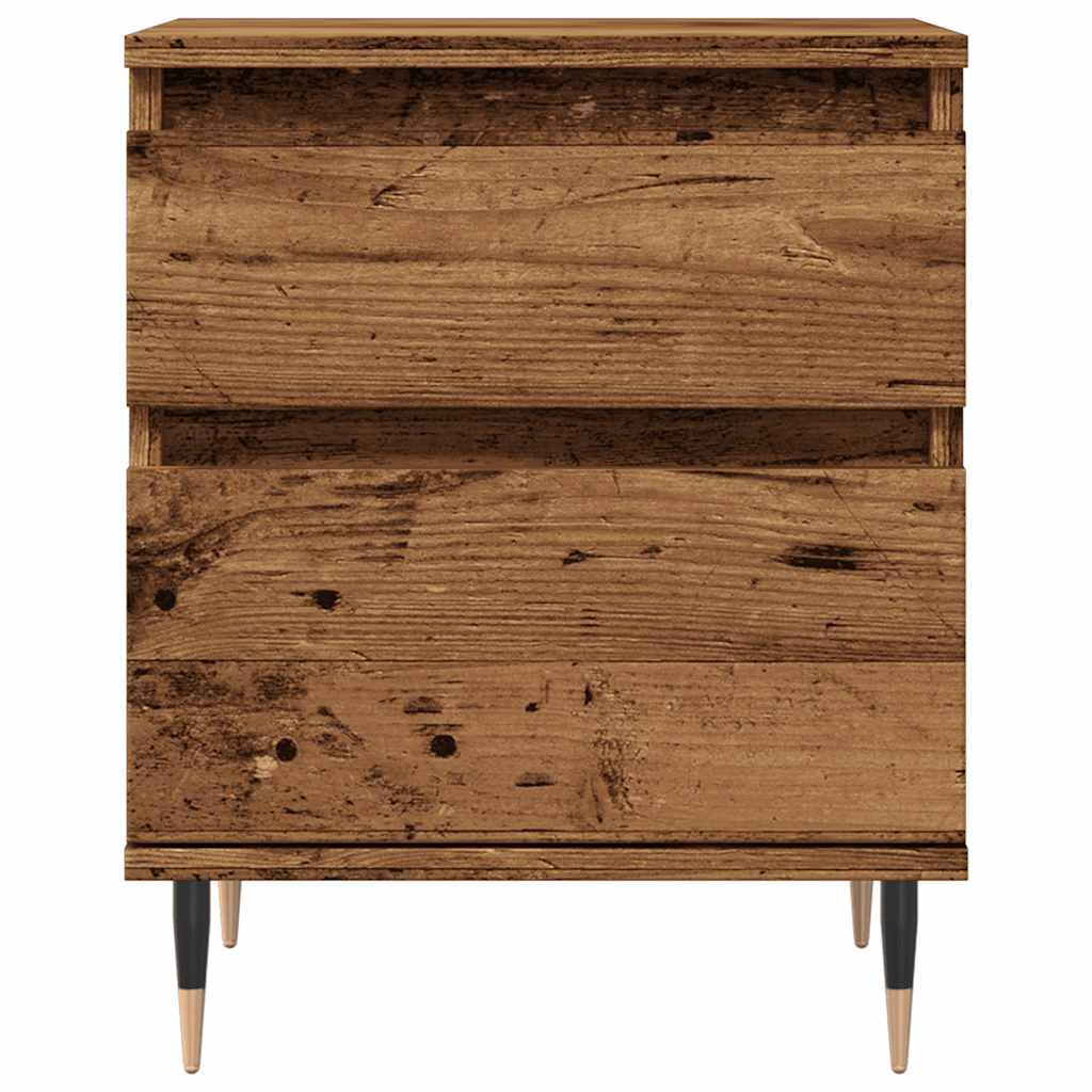 Nachtkastjes 2 st 40x35x50 cm bewerkt hout oud houtkleurig is nu te koop bij PeponiXL, paradijselijk wonen!