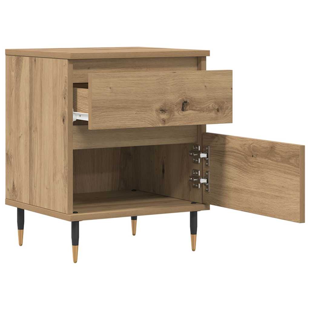 Nachtkastjes 2 st 40x35x50cm bewerkt hout artisanaal eikenkleur is nu te koop bij PeponiXL, paradijselijk wonen!