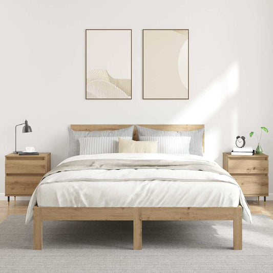 Nachtkastjes 2 st 40x35x50cm bewerkt hout artisanaal eikenkleur is nu te koop bij PeponiXL, paradijselijk wonen!