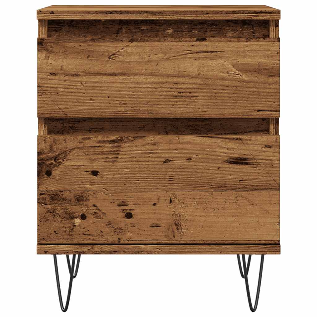 Nachtkastjes 2 st 40x35x50 cm bewerkt hout oud houtkleurig is nu te koop bij PeponiXL, paradijselijk wonen!