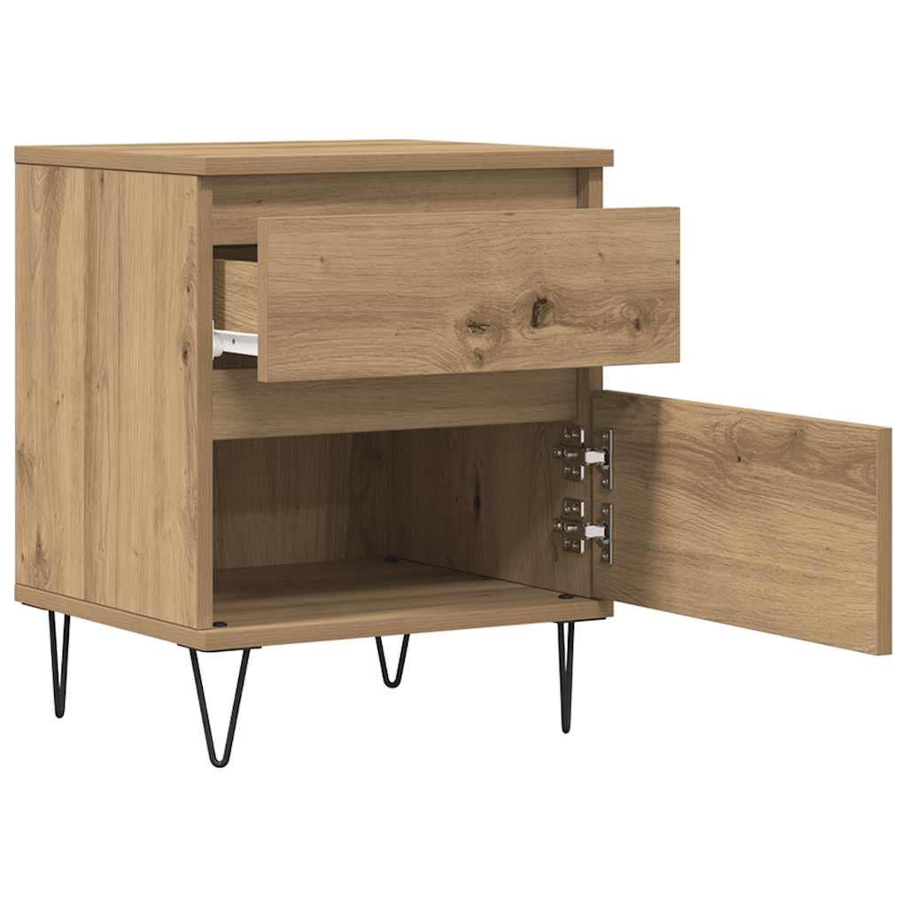 Nachtkastjes 2 st 40x35x50cm bewerkt hout artisanaal eikenkleur is nu te koop bij PeponiXL, paradijselijk wonen!