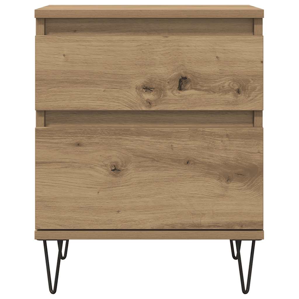 Nachtkastjes 2 st 40x35x50cm bewerkt hout artisanaal eikenkleur is nu te koop bij PeponiXL, paradijselijk wonen!