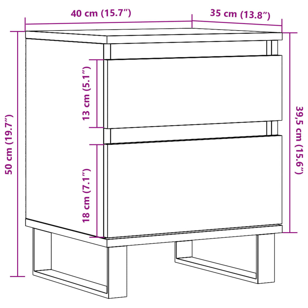 Nachtkastjes 2 st 40x35x50 cm bewerkt hout oud houtkleurig is nu te koop bij PeponiXL, paradijselijk wonen!