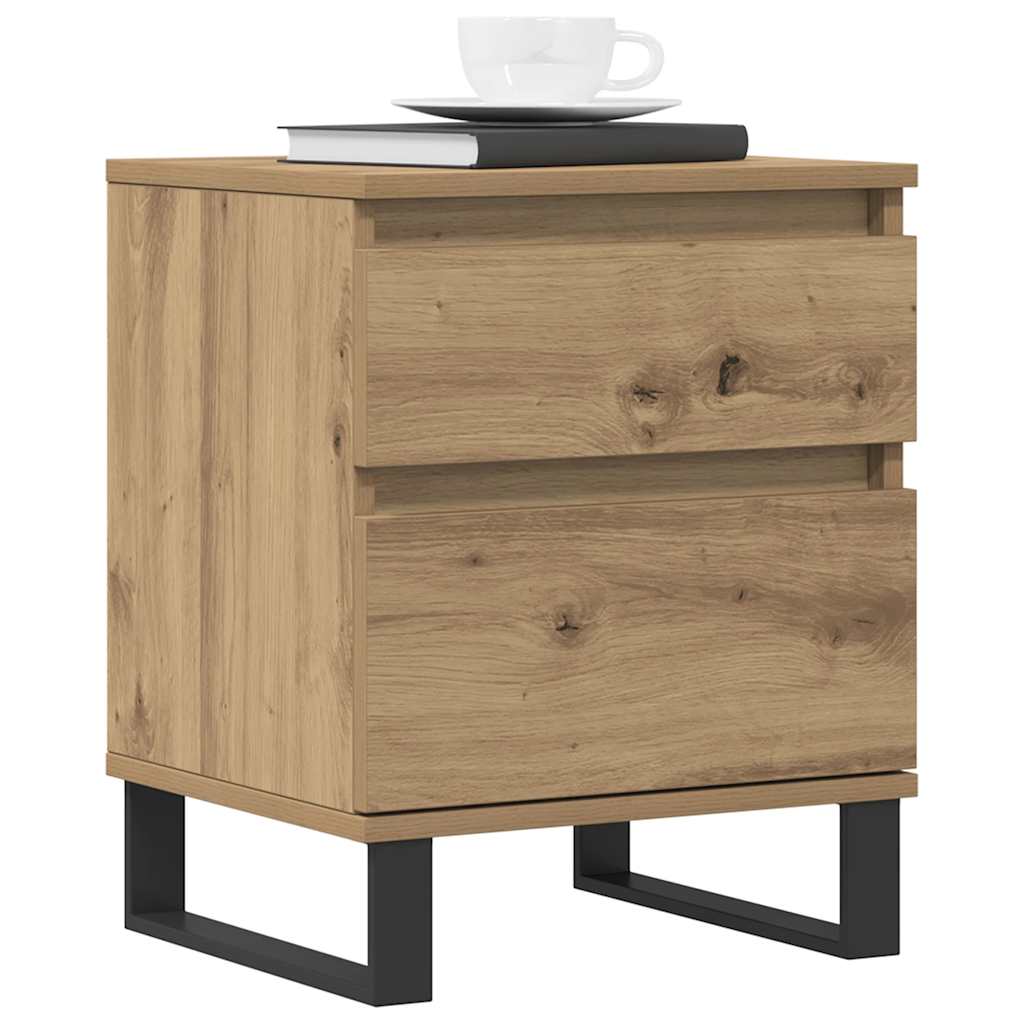 Nachtkastjes 2 st 40x35x50cm bewerkt hout artisanaal eikenkleur is nu te koop bij PeponiXL, paradijselijk wonen!