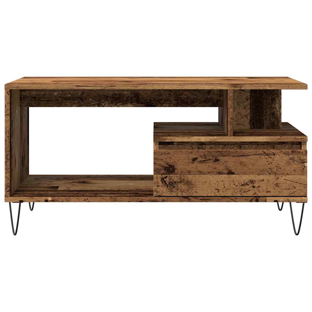 Salontafel 90x49x45 cm bewerkt hout oud houtkleurig is nu te koop bij PeponiXL, paradijselijk wonen!