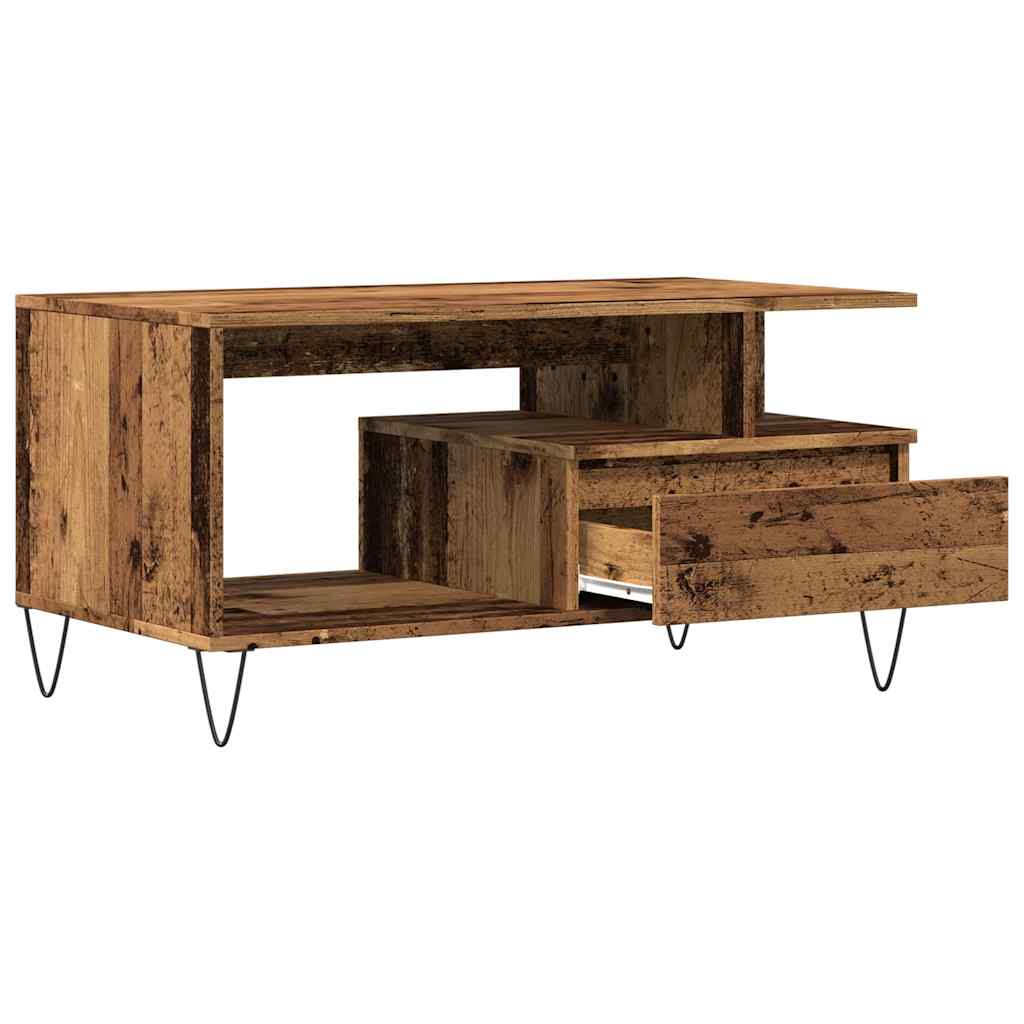 Salontafel 90x49x45 cm bewerkt hout oud houtkleurig is nu te koop bij PeponiXL, paradijselijk wonen!