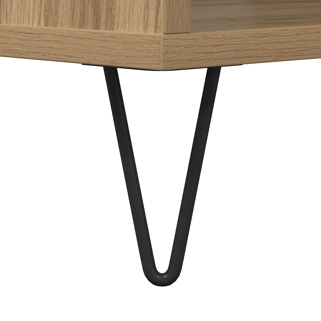 Salontafel 90x49x45 cm bewerkt hout artisanaal eikenkleurig is nu te koop bij PeponiXL, paradijselijk wonen!