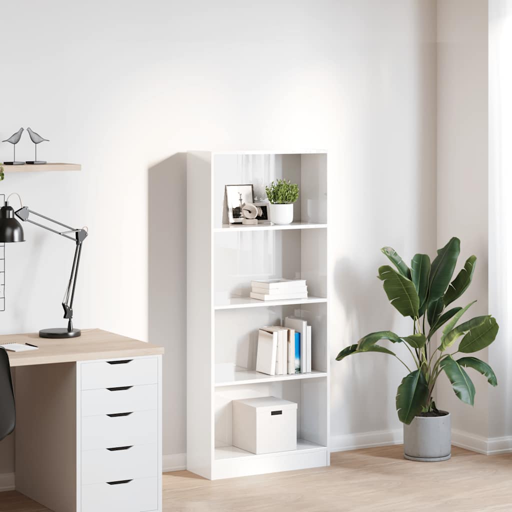 Boekenkast 60x24x143 cm bewerkt hout hoogglans wit is nu te koop bij PeponiXL, paradijselijk wonen!
