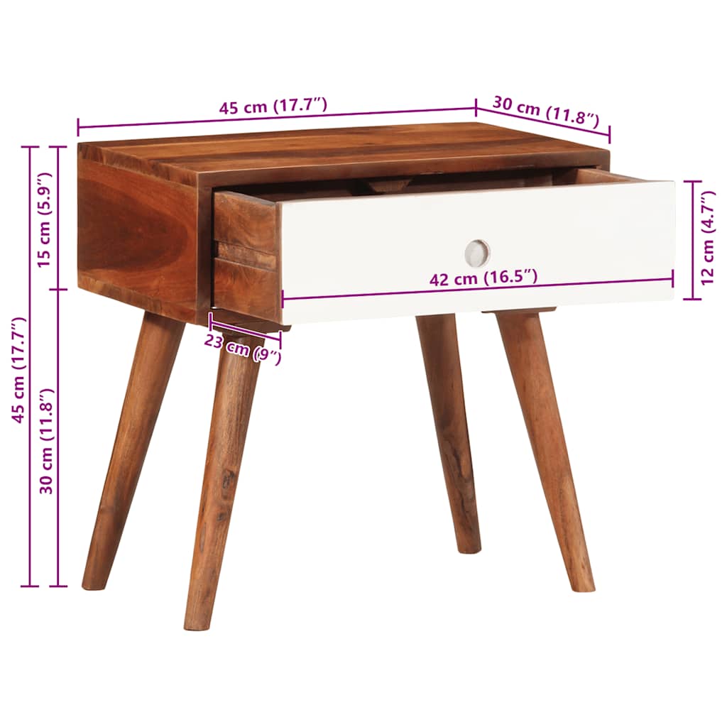 Bijzettafel 45x30x45 cm massief acaciahout is nu te koop bij PeponiXL, paradijselijk wonen!