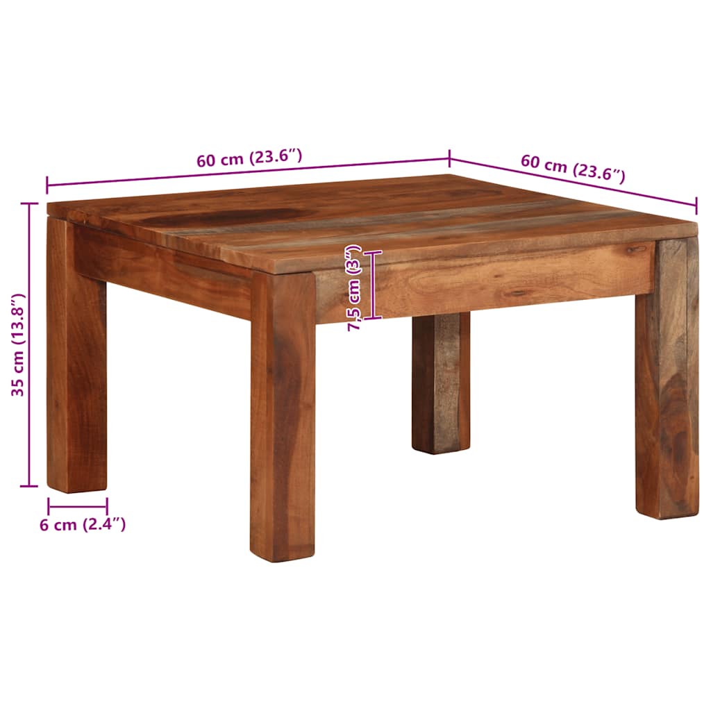Salontafel 60x60x35 cm massief acaciahout is nu te koop bij PeponiXL, paradijselijk wonen!