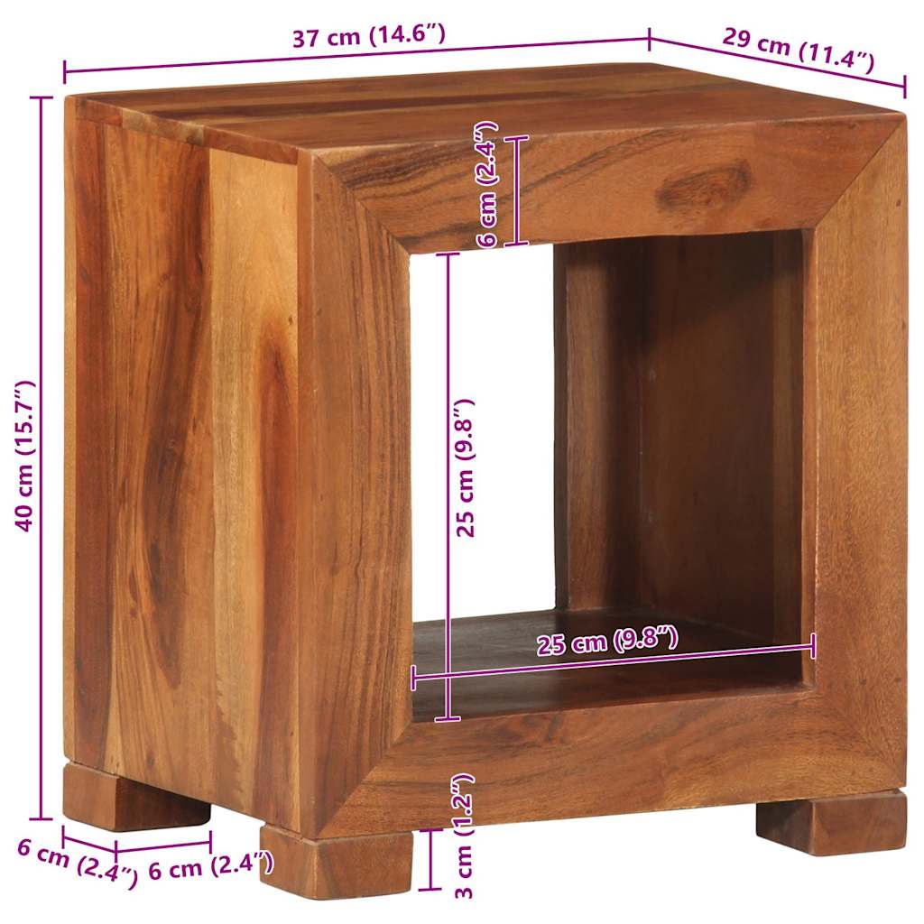 Bijzettafel 37x29x40 cm massief acaciahout is nu te koop bij PeponiXL, paradijselijk wonen!