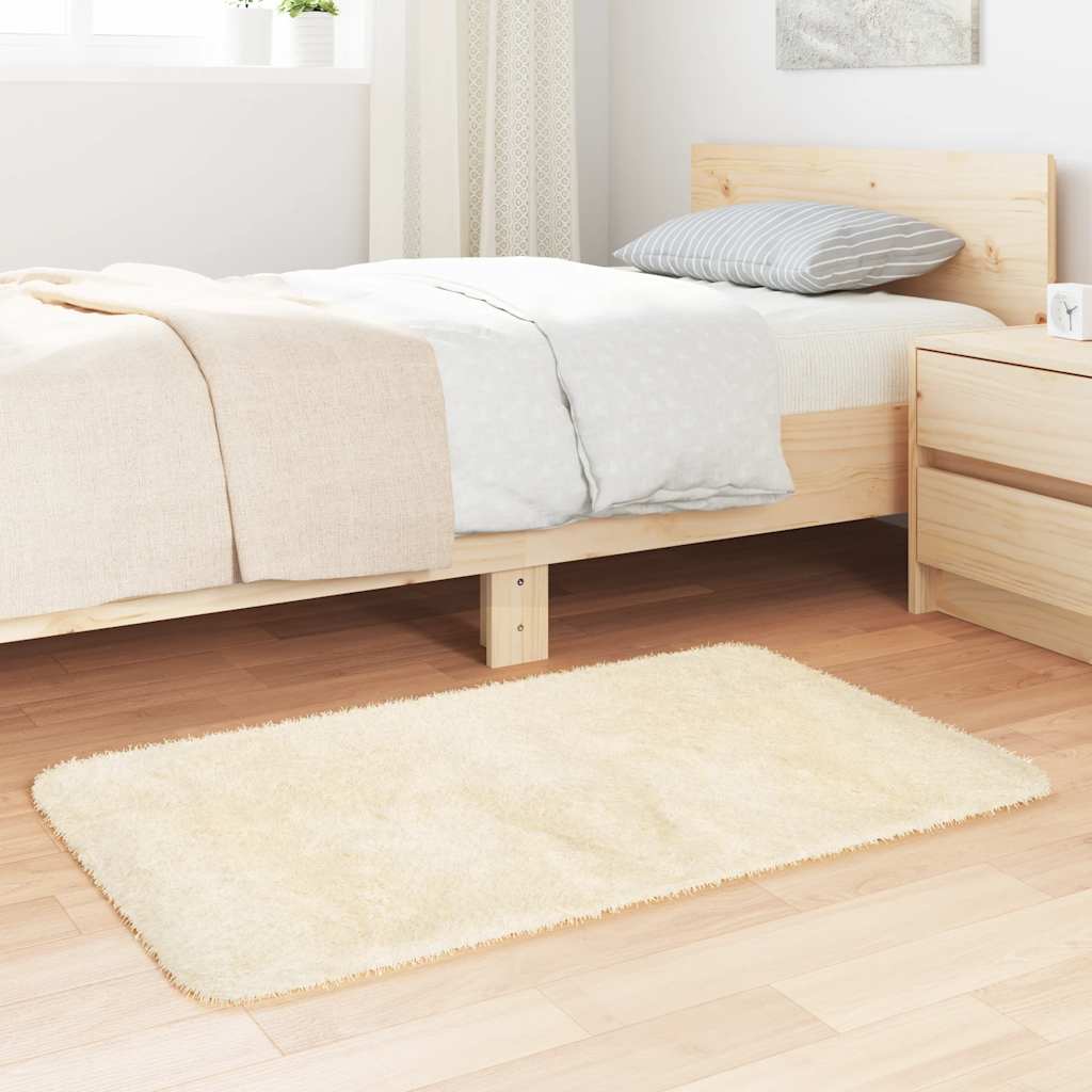 Hoogpolig vloerkleed NAVARRA 60x100 cm polyester crèmekleurig is nu te koop bij PeponiXL, paradijselijk wonen!