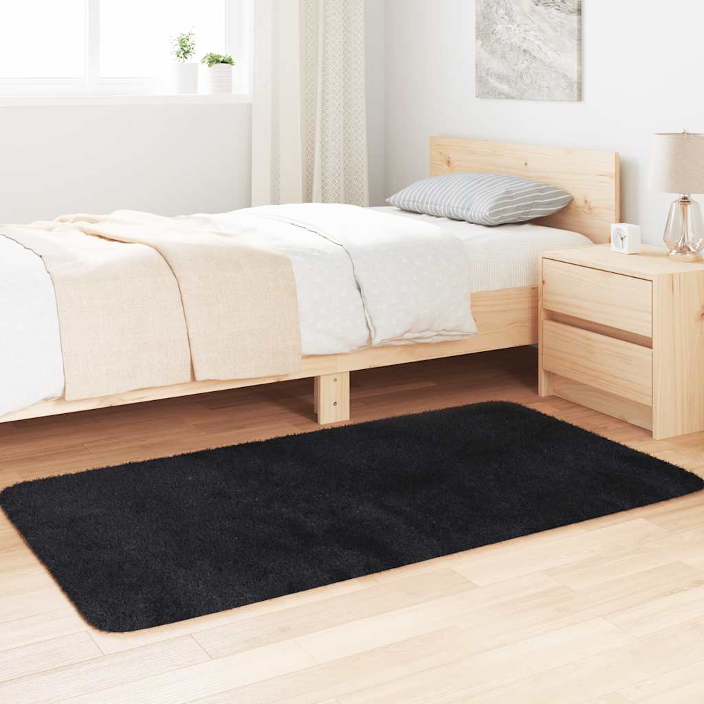 Hoogpolig vloerkleed NAVARRA 80x150 cm polyester zwart is nu te koop bij PeponiXL, paradijselijk wonen!