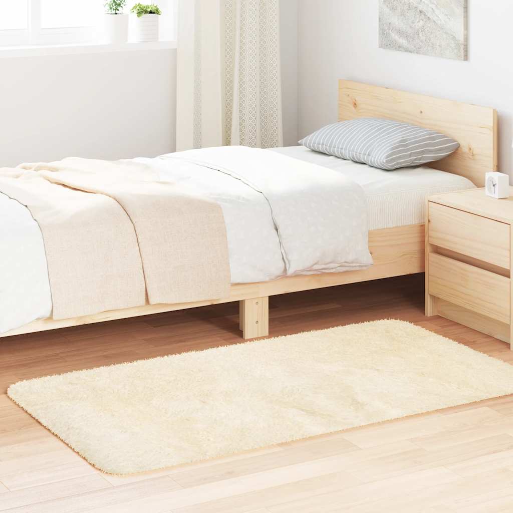 Hoogpolig vloerkleed NAVARRA 80x150 cm polyester crèmekleurig is nu te koop bij PeponiXL, paradijselijk wonen!