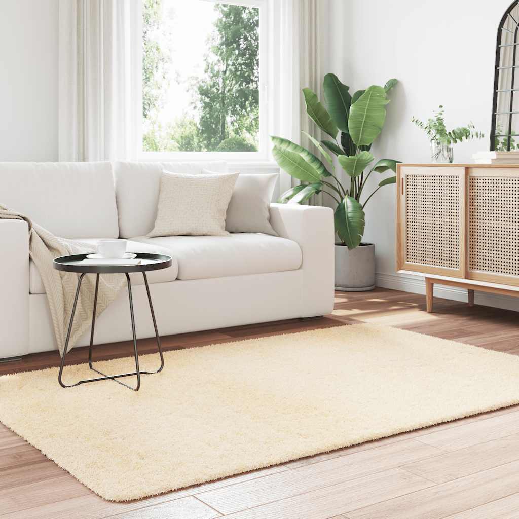 Hoogpolig vloerkleed NAVARRA 130x200 cm polyester crèmekleurig is nu te koop bij PeponiXL, paradijselijk wonen!