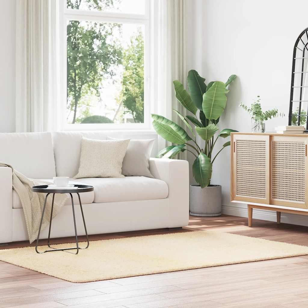 Hoogpolig vloerkleed NAVARRA 130x200 cm polyester crèmekleurig is nu te koop bij PeponiXL, paradijselijk wonen!