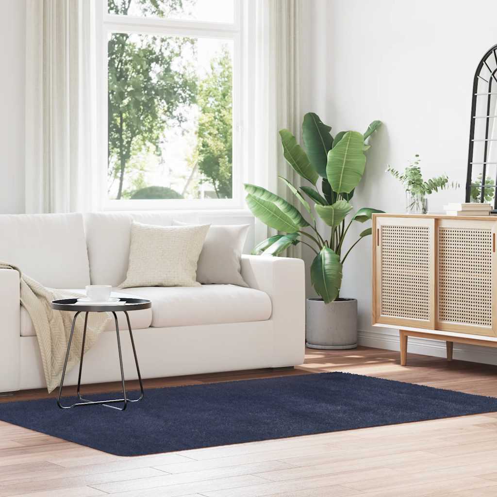 Hoogpolig vloerkleed NAVARRA 130x200 cm polyester marineblauw is nu te koop bij PeponiXL, paradijselijk wonen!
