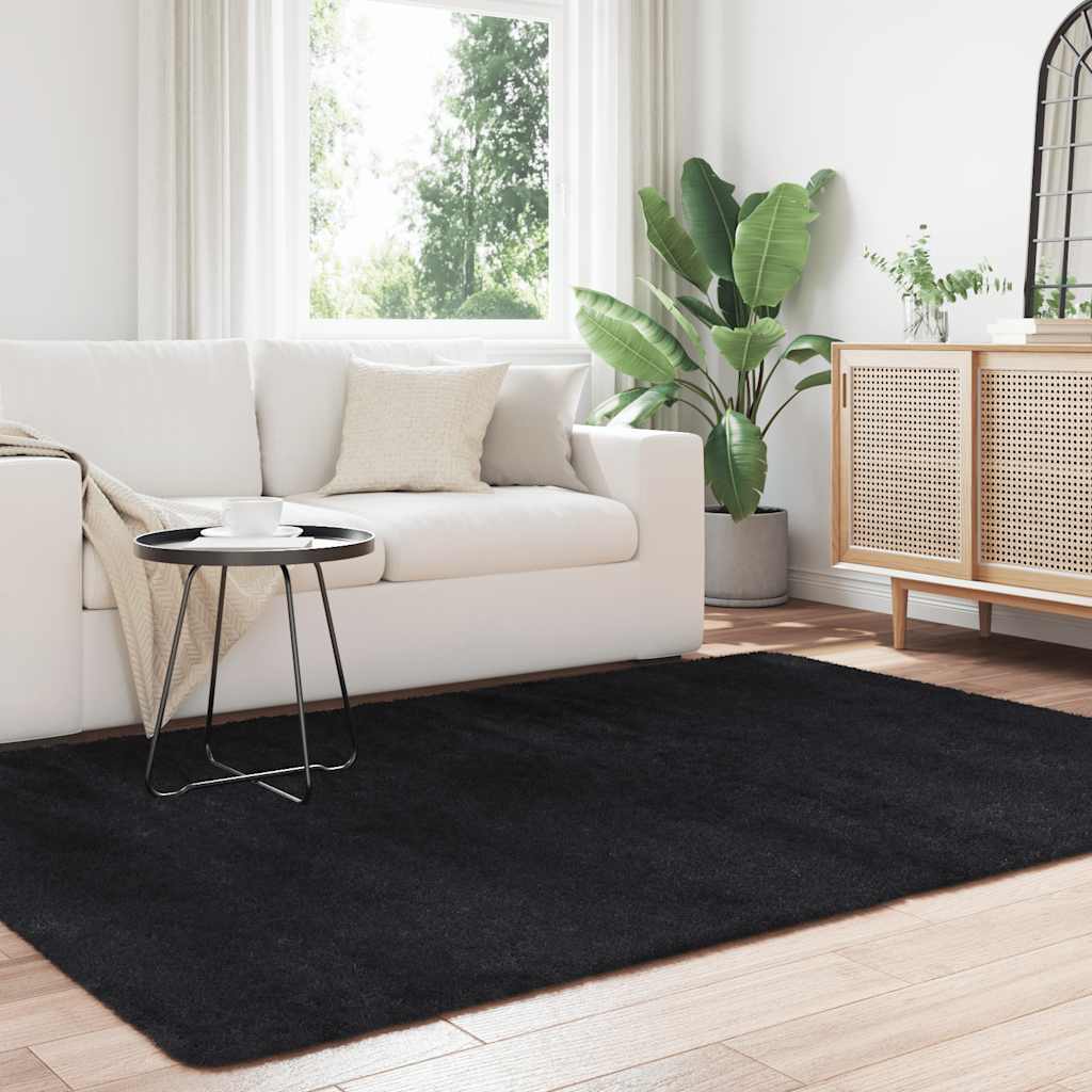 Hoogpolig vloerkleed NAVARRA 160x230 cm polyester zwart is nu te koop bij PeponiXL, paradijselijk wonen!