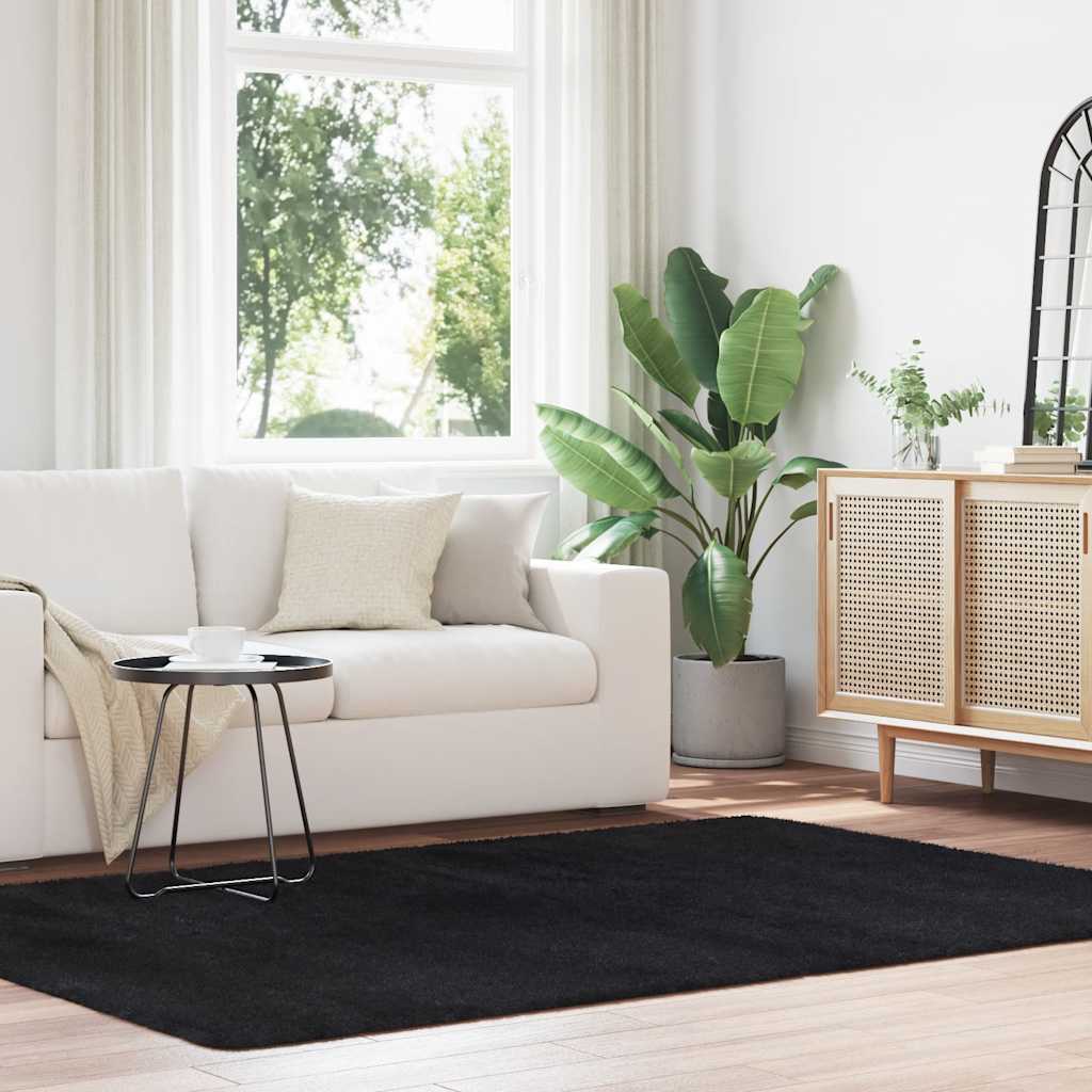 Hoogpolig vloerkleed NAVARRA 160x230 cm polyester zwart is nu te koop bij PeponiXL, paradijselijk wonen!