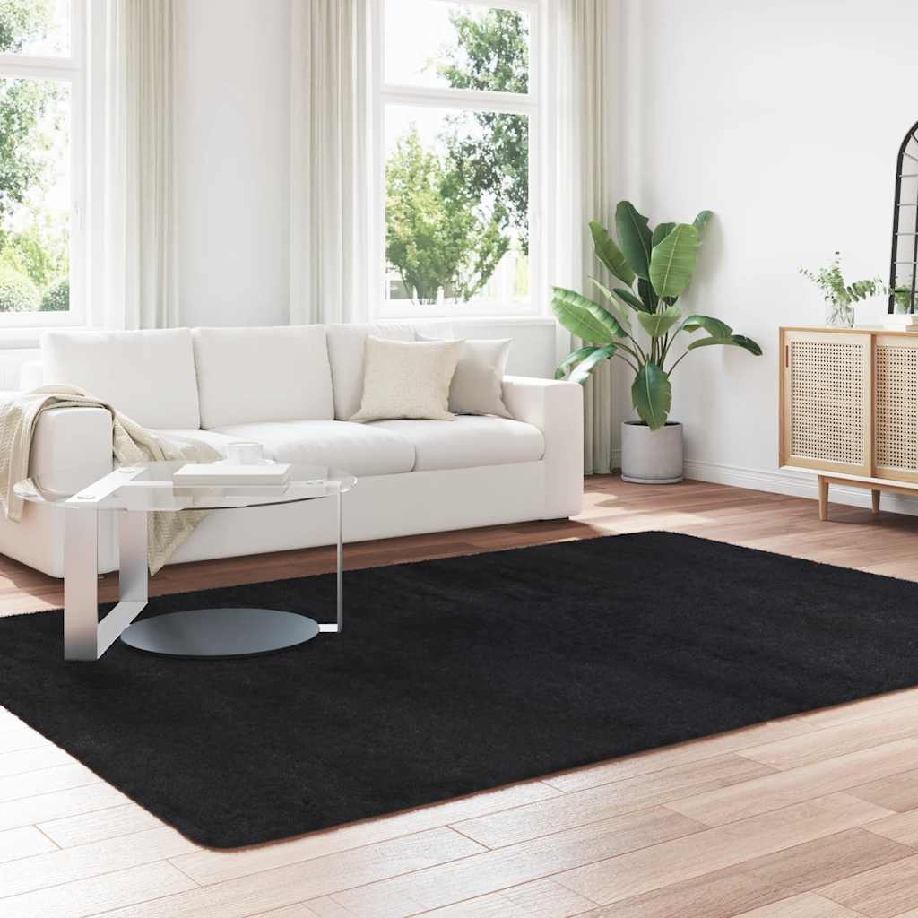 Hoogpolig vloerkleed NAVARRA 200x290 cm polyester zwart is nu te koop bij PeponiXL, paradijselijk wonen!