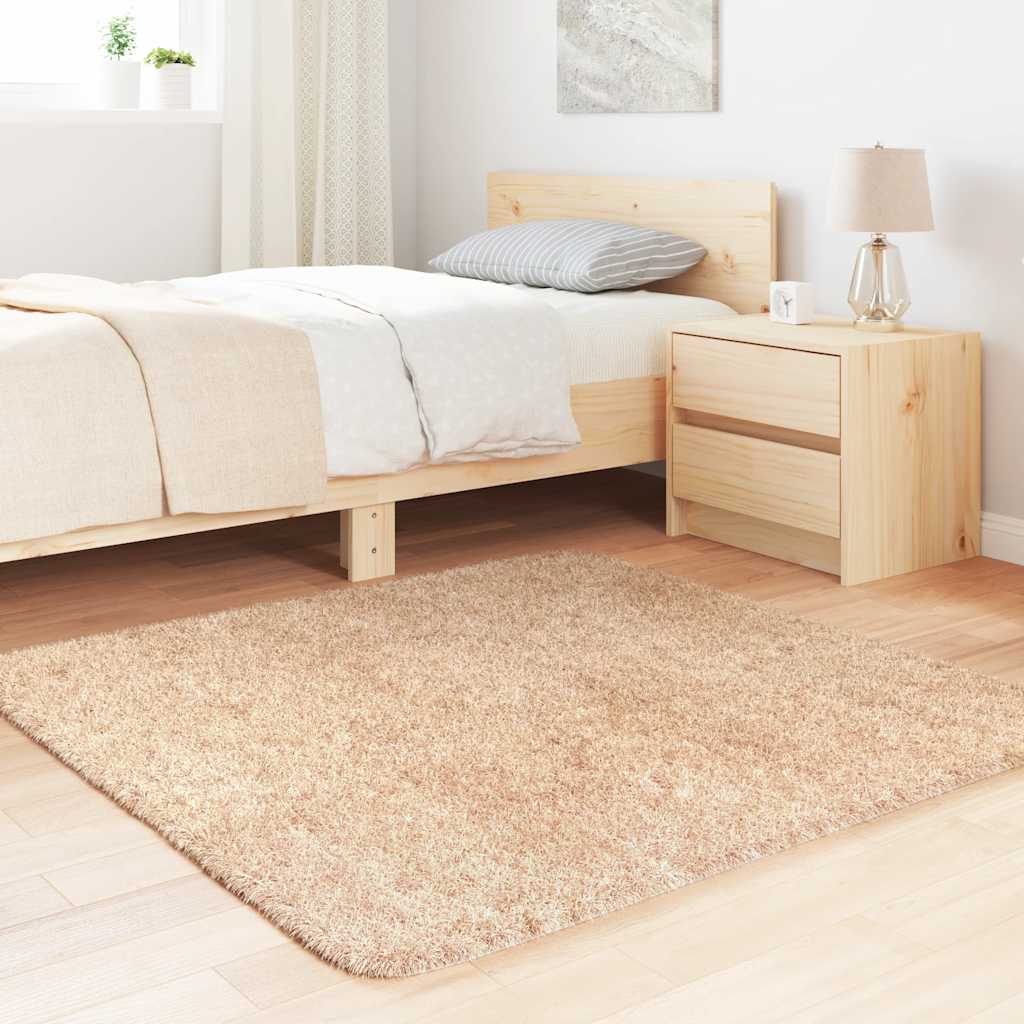 Hoogpolig vloerkleed NAVARRA 120x120 cm polyester beige is nu te koop bij PeponiXL, paradijselijk wonen!