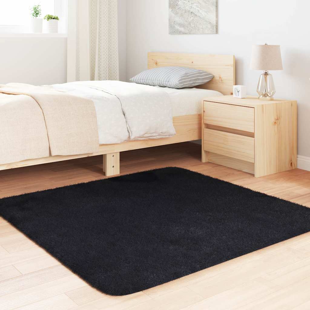 Hoogpolig vloerkleed NAVARRA 120x120 cm polyester zwart is nu te koop bij PeponiXL, paradijselijk wonen!