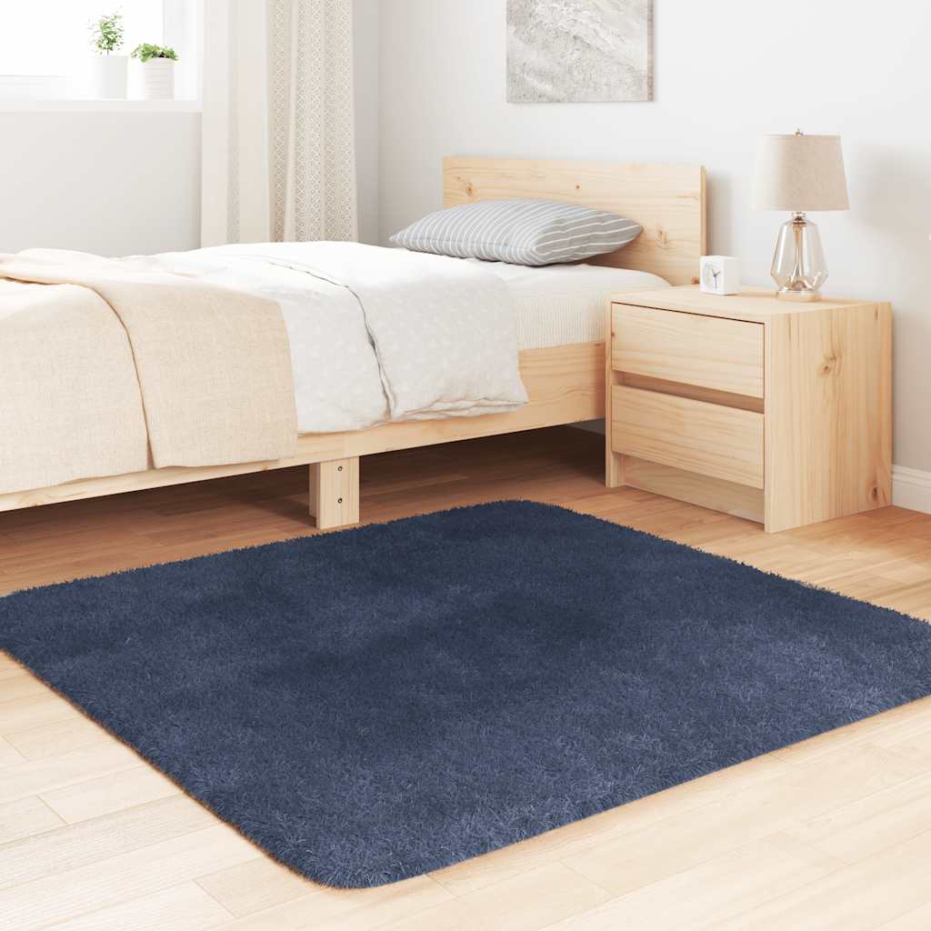 Hoogpolig vloerkleed NAVARRA 120x120 cm polyester marineblauw is nu te koop bij PeponiXL, paradijselijk wonen!