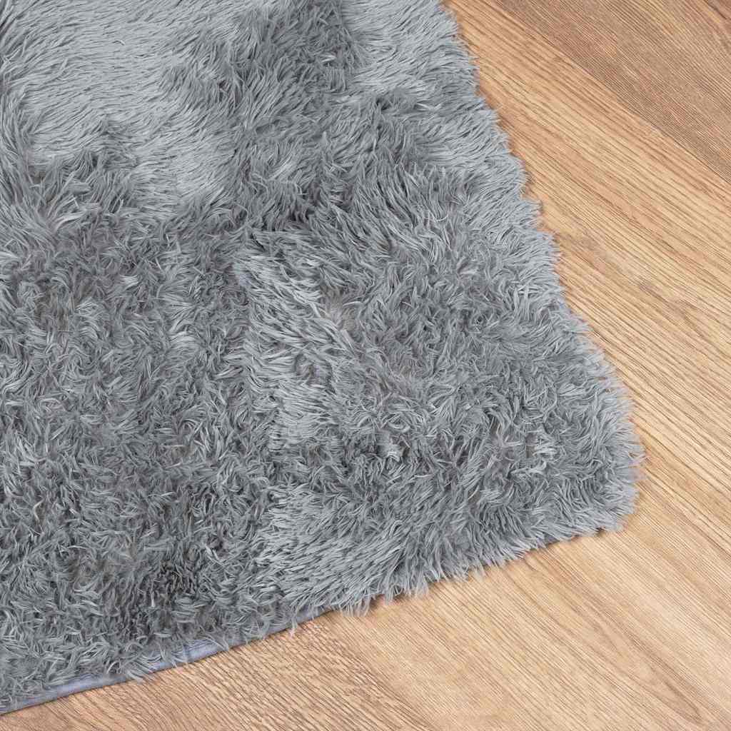 Hoogpolig vloerkleed NAVARRA 120x120 cm polyester zilvergrijs is nu te koop bij PeponiXL, paradijselijk wonen!