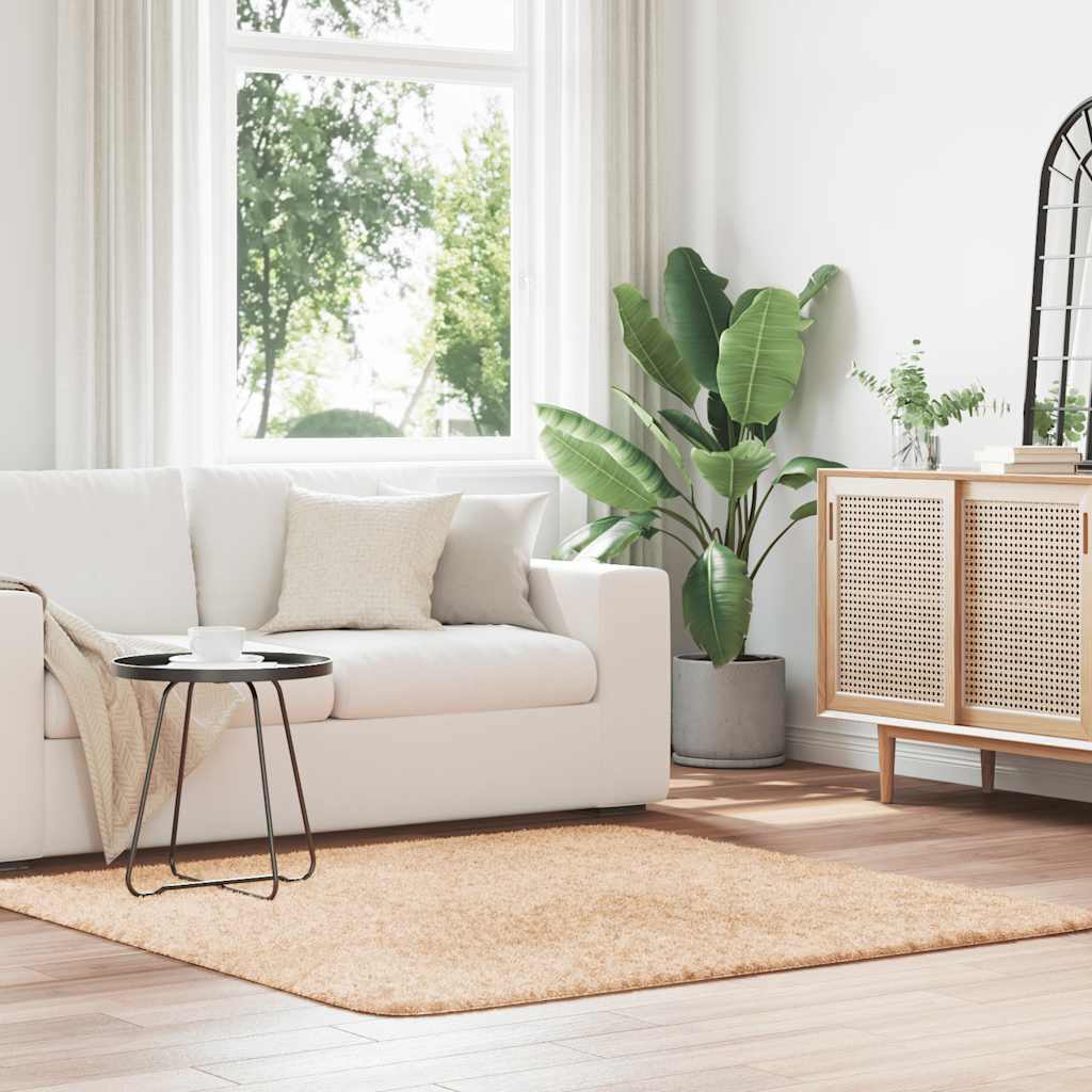Hoogpolig vloerkleed NAVARRA 160x160 cm polyester beige is nu te koop bij PeponiXL, paradijselijk wonen!