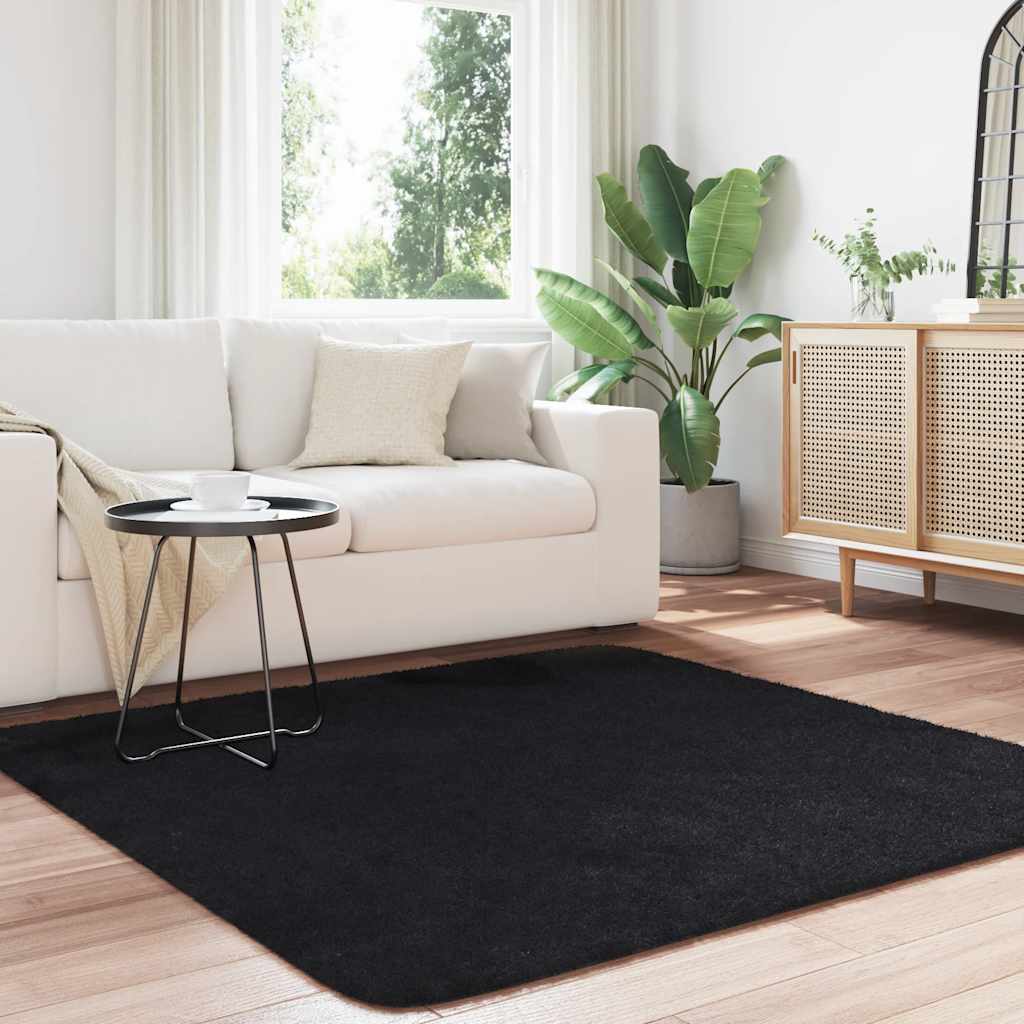 Hoogpolig vloerkleed NAVARRA 160x160 cm polyester zwart is nu te koop bij PeponiXL, paradijselijk wonen!