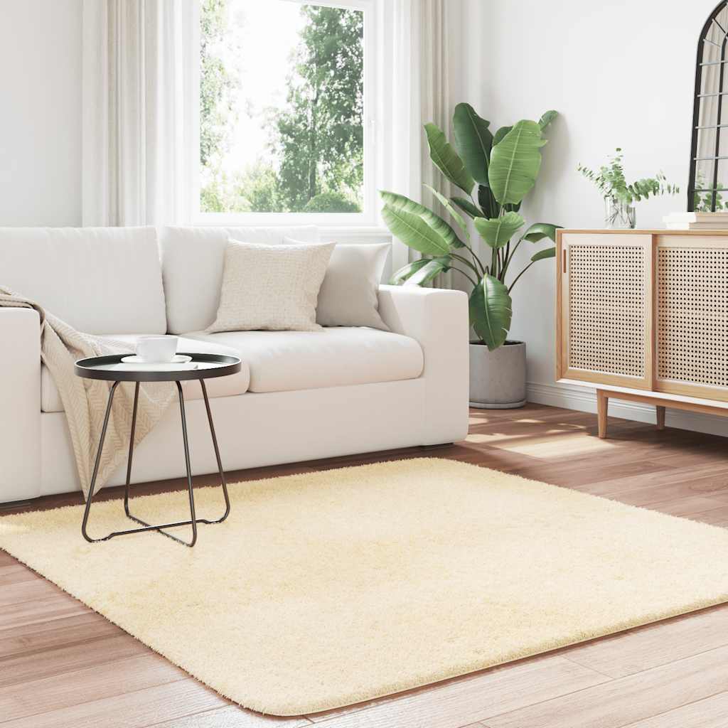 Hoogpolig vloerkleed NAVARRA 160x160 cm polyester crèmekleurig is nu te koop bij PeponiXL, paradijselijk wonen!