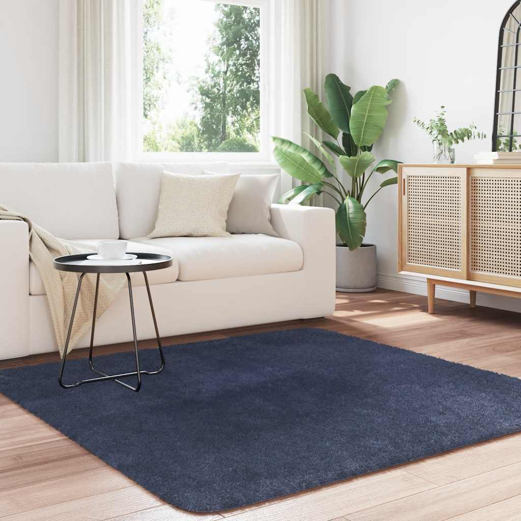Hoogpolig vloerkleed NAVARRA 160x160 cm polyester marineblauw is nu te koop bij PeponiXL, paradijselijk wonen!
