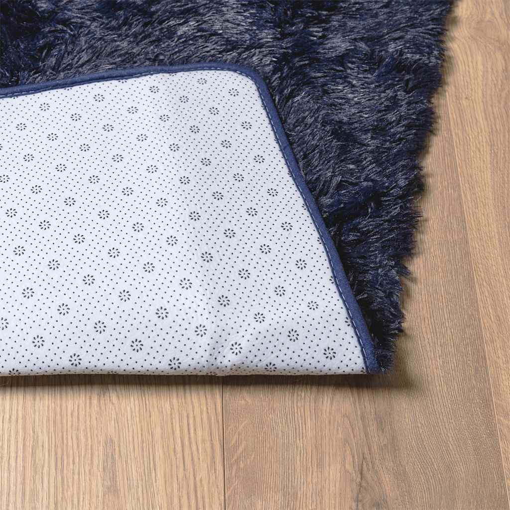 Hoogpolig vloerkleed NAVARRA 160x160 cm polyester marineblauw is nu te koop bij PeponiXL, paradijselijk wonen!
