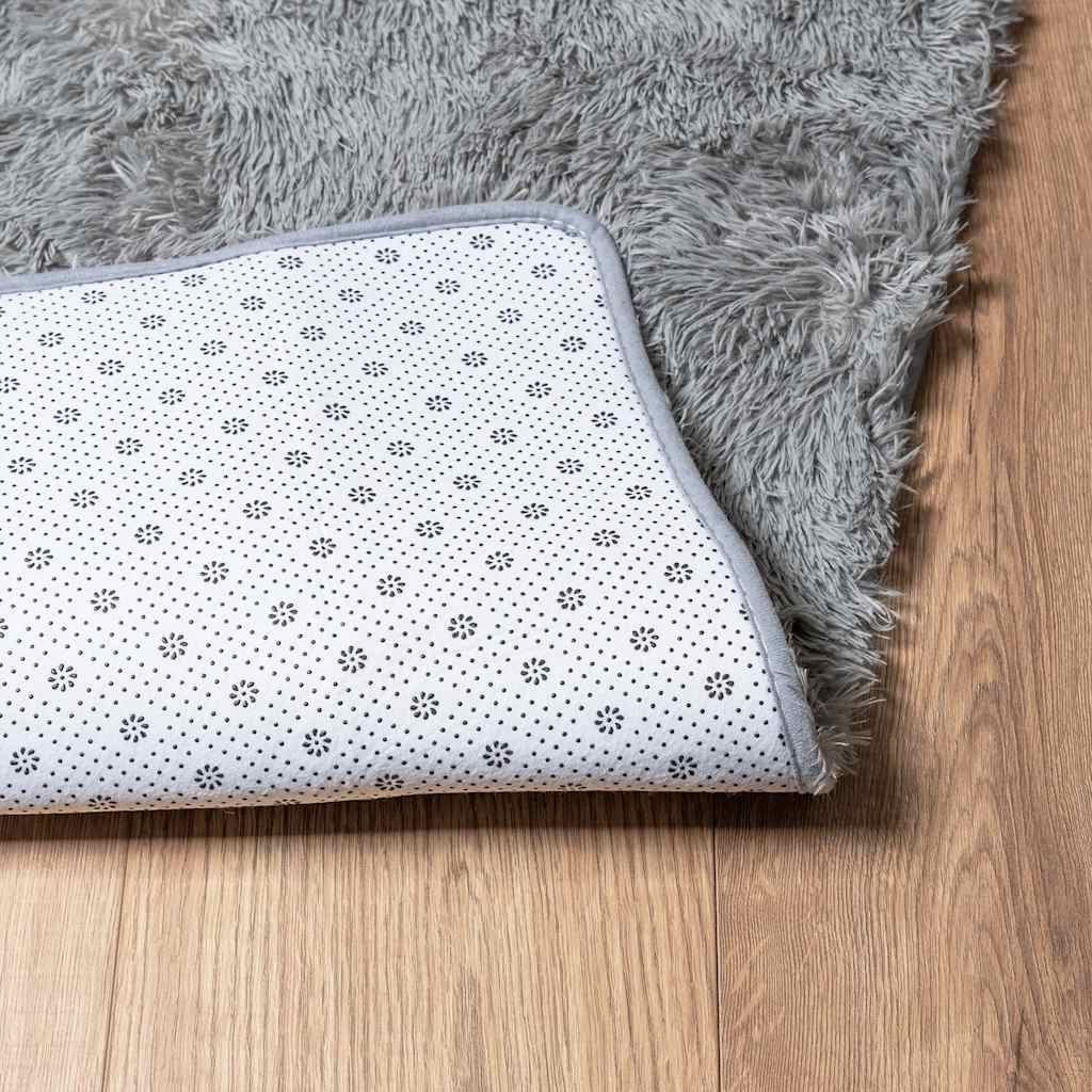 Hoogpolig vloerkleed NAVARRA 160x160 cm polyester zilvergrijs is nu te koop bij PeponiXL, paradijselijk wonen!
