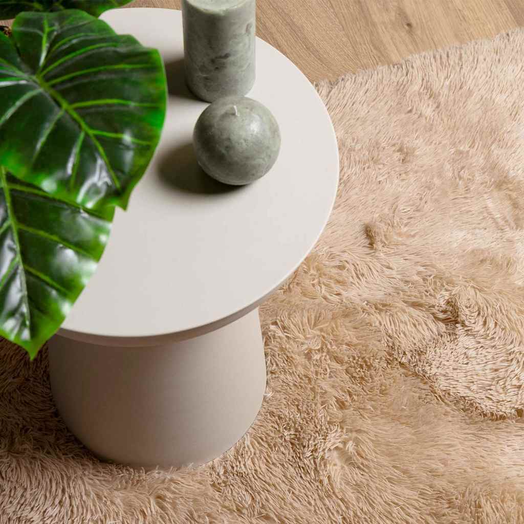 Hoogpolig vloerkleed NAVARRA 200x200 cm polyester beige is nu te koop bij PeponiXL, paradijselijk wonen!
