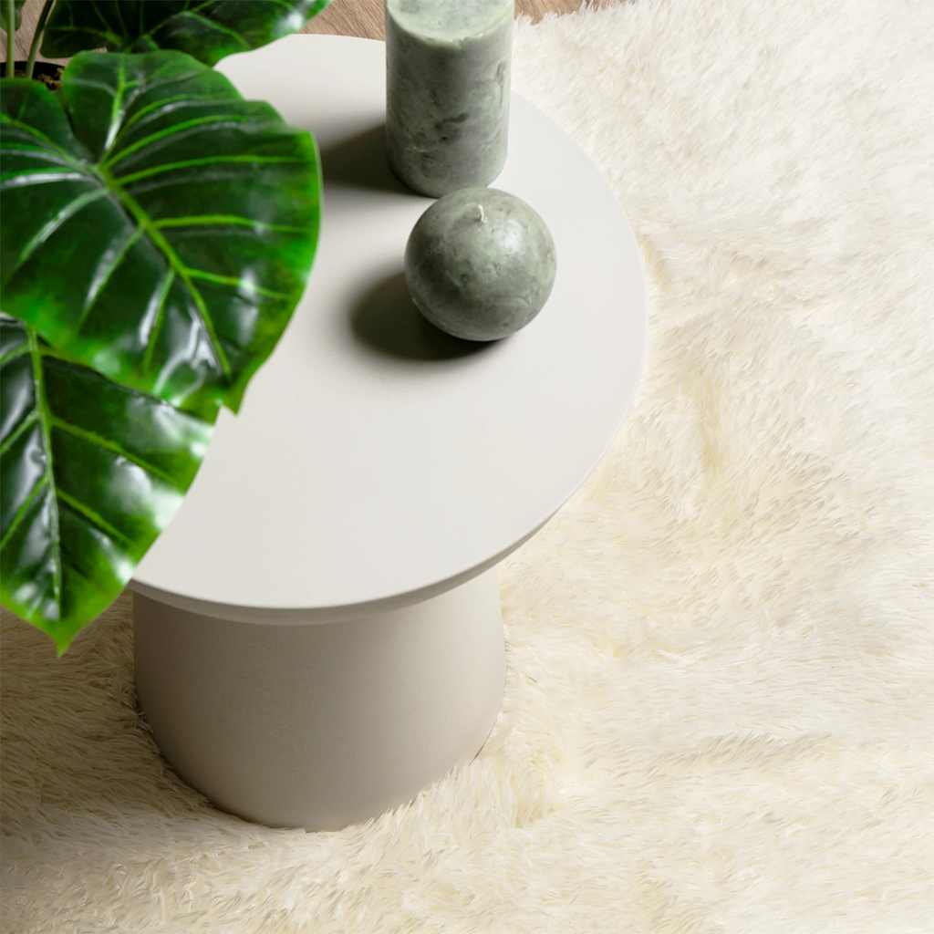 Hoogpolig vloerkleed NAVARRA 200x200 cm polyester crèmekleurig is nu te koop bij PeponiXL, paradijselijk wonen!