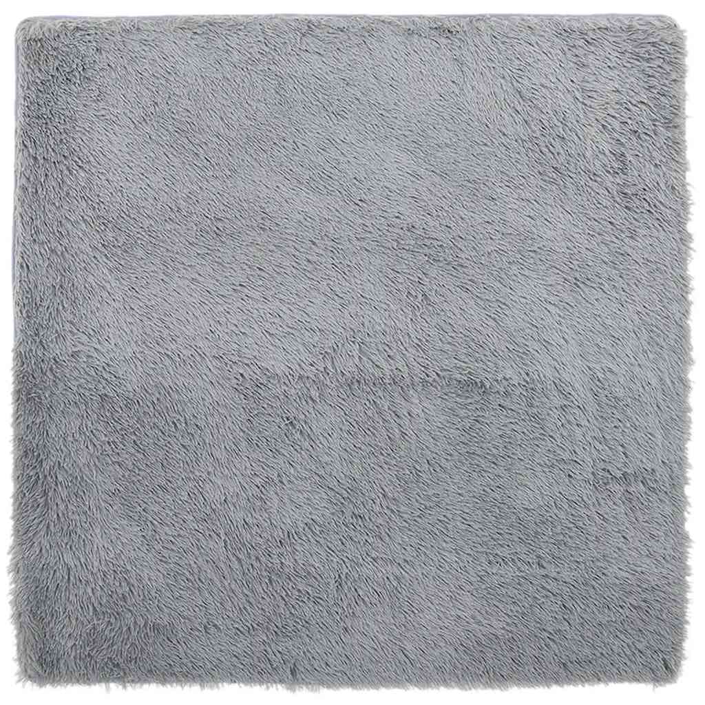 Hoogpolig vloerkleed NAVARRA 200x200 cm polyester zilvergrijs is nu te koop bij PeponiXL, paradijselijk wonen!