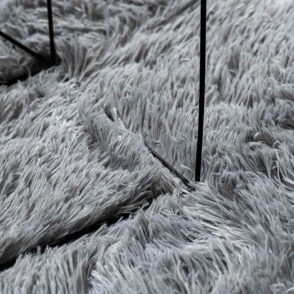 Hoogpolig vloerkleed NAVARRA 200x200 cm polyester zilvergrijs is nu te koop bij PeponiXL, paradijselijk wonen!