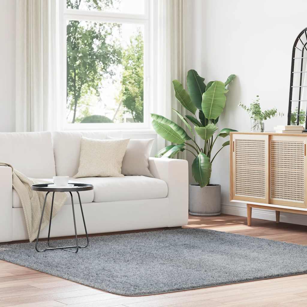 Hoogpolig vloerkleed NAVARRA 200x200 cm polyester zilvergrijs is nu te koop bij PeponiXL, paradijselijk wonen!