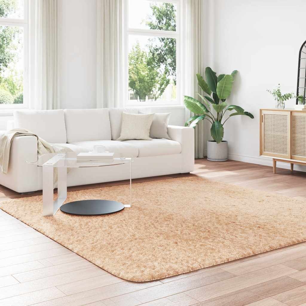 Hoogpolig vloerkleed NAVARRA 240x240 cm polyester beige is nu te koop bij PeponiXL, paradijselijk wonen!