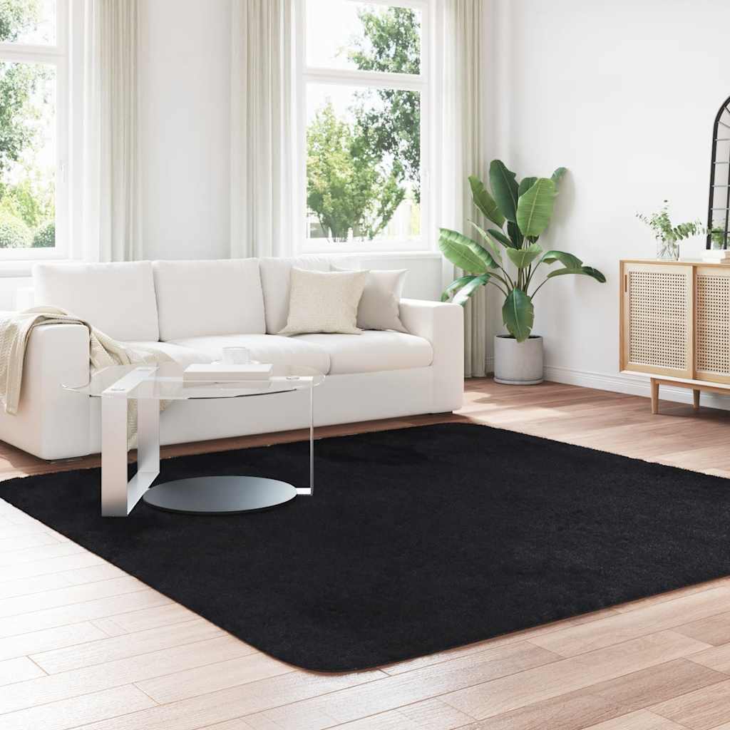 Hoogpolig vloerkleed NAVARRA 240x240 cm polyester zwart is nu te koop bij PeponiXL, paradijselijk wonen!