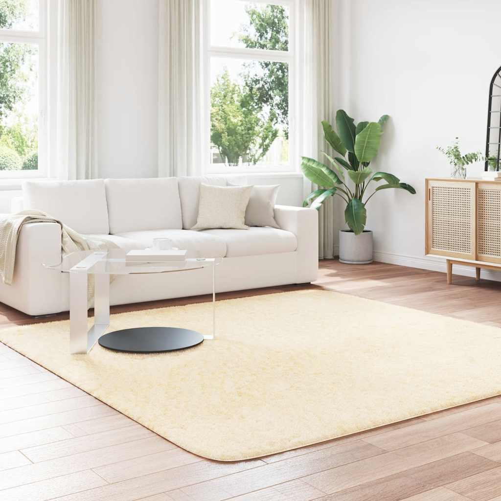 Hoogpolig vloerkleed NAVARRA 240x240 cm polyester crèmekleurig is nu te koop bij PeponiXL, paradijselijk wonen!