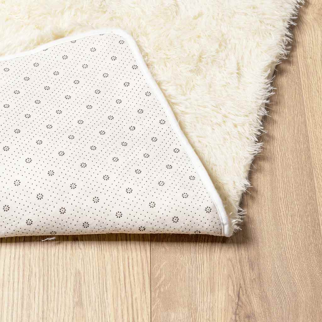 Hoogpolig vloerkleed NAVARRA 240x240 cm polyester crèmekleurig is nu te koop bij PeponiXL, paradijselijk wonen!