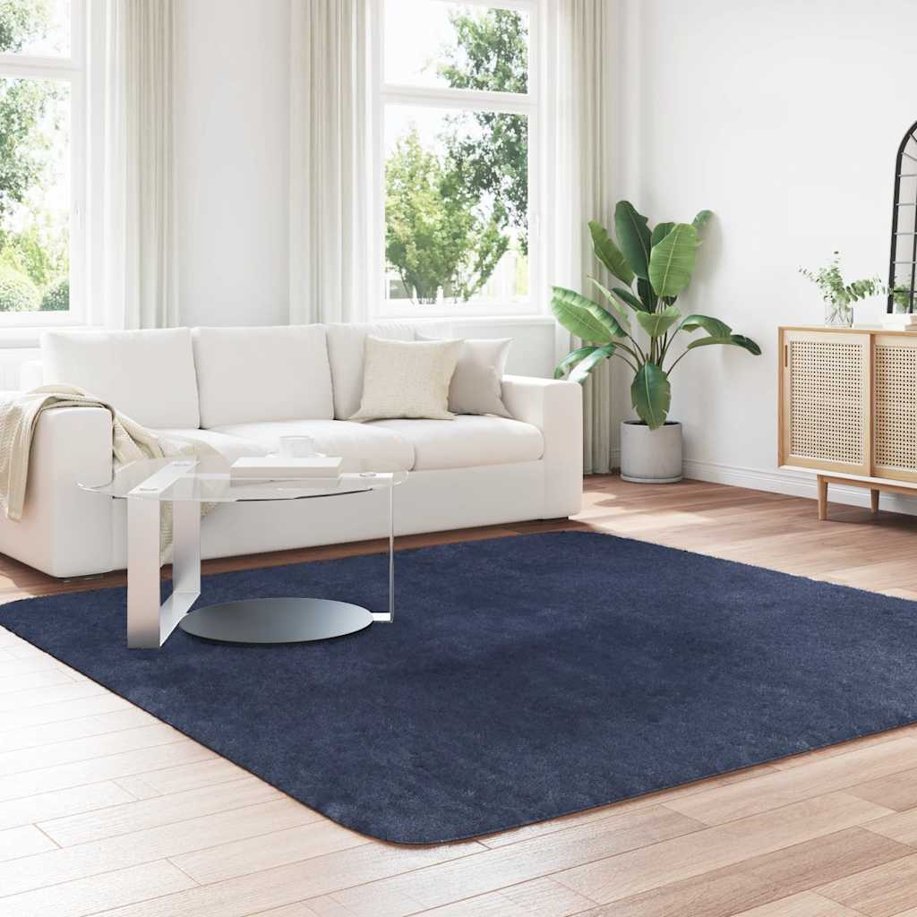 Hoogpolig vloerkleed NAVARRA 240x240 cm polyester marineblauw is nu te koop bij PeponiXL, paradijselijk wonen!