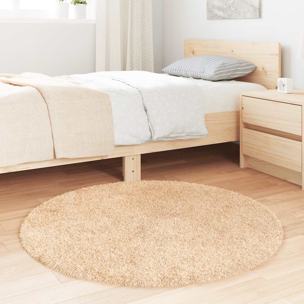 Hoogpolig vloerkleed NAVARRA 100x100 cm polyester beige is nu te koop bij PeponiXL, paradijselijk wonen!