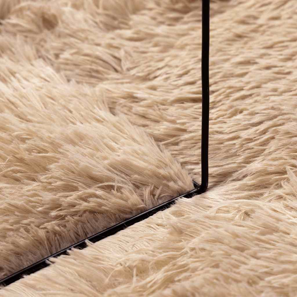 Hoogpolig vloerkleed NAVARRA 100x100 cm polyester beige is nu te koop bij PeponiXL, paradijselijk wonen!