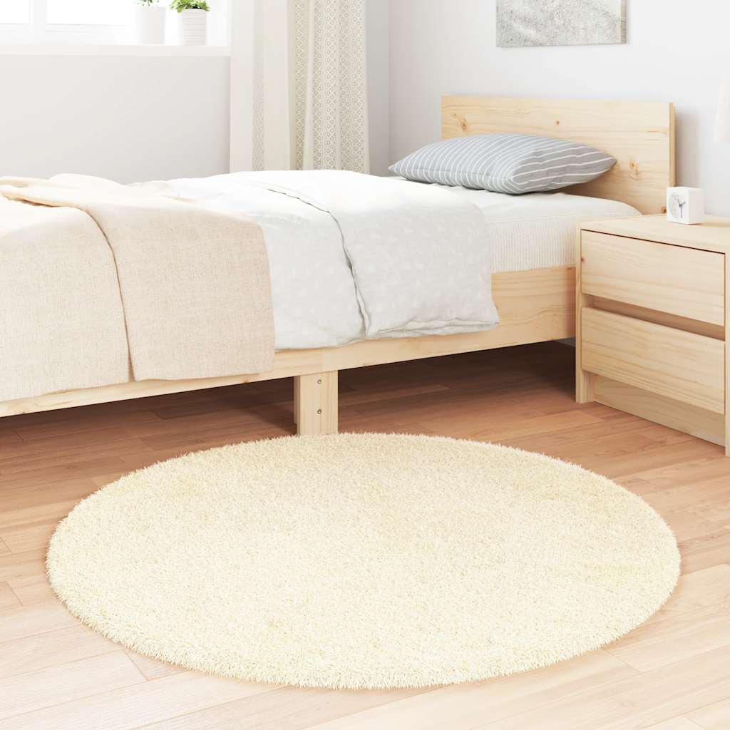 Hoogpolig vloerkleed NAVARRA 100x100 cm polyester crèmekleurig is nu te koop bij PeponiXL, paradijselijk wonen!