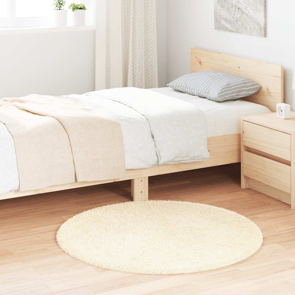 Hoogpolig vloerkleed NAVARRA 100x100 cm polyester crèmekleurig is nu te koop bij PeponiXL, paradijselijk wonen!
