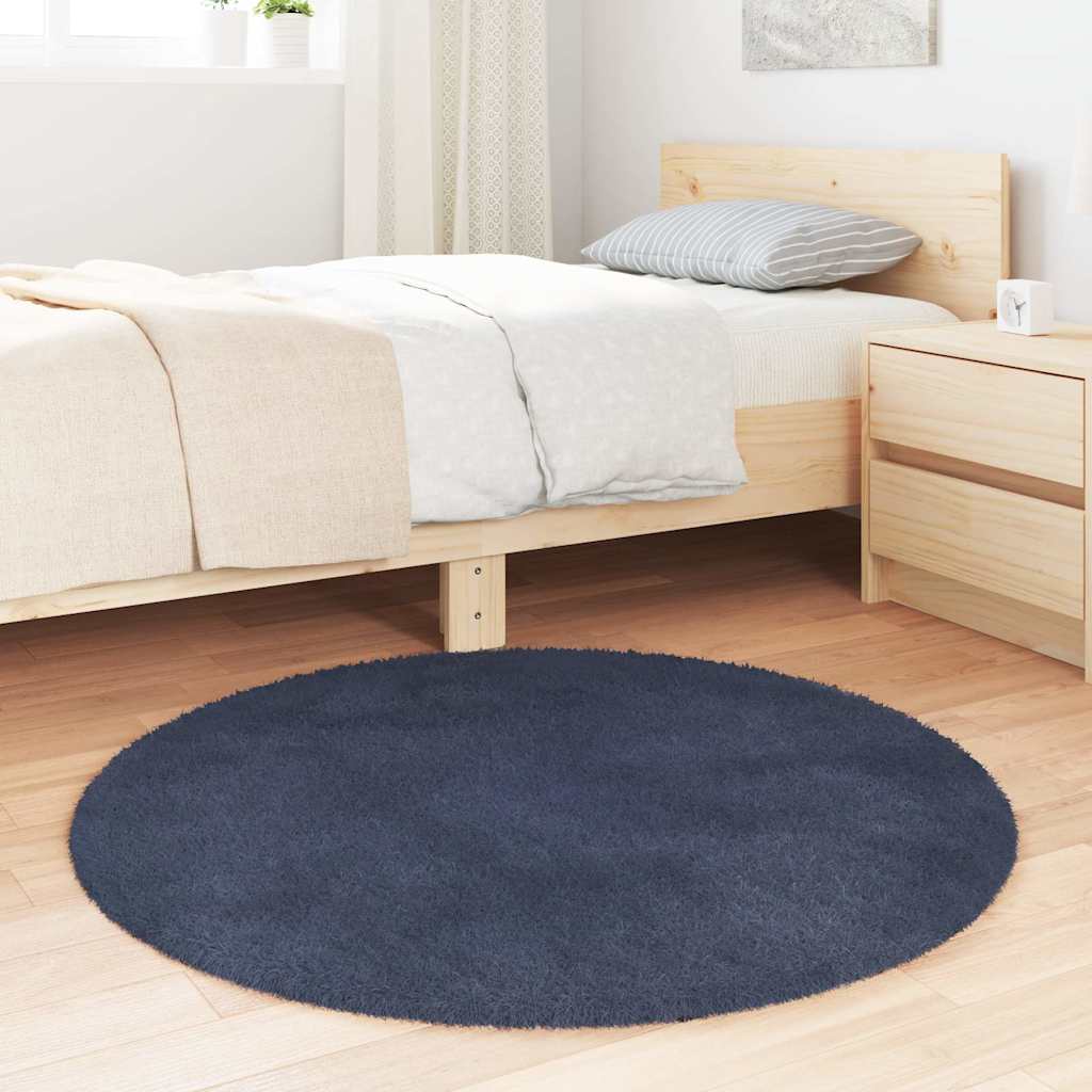 Hoogpolig vloerkleed NAVARRA 100x100 cm polyester marineblauw is nu te koop bij PeponiXL, paradijselijk wonen!
