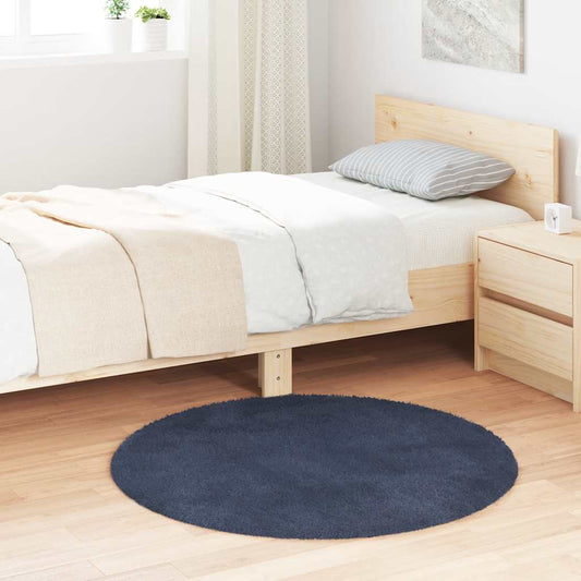 Hoogpolig vloerkleed NAVARRA 100x100 cm polyester marineblauw is nu te koop bij PeponiXL, paradijselijk wonen!